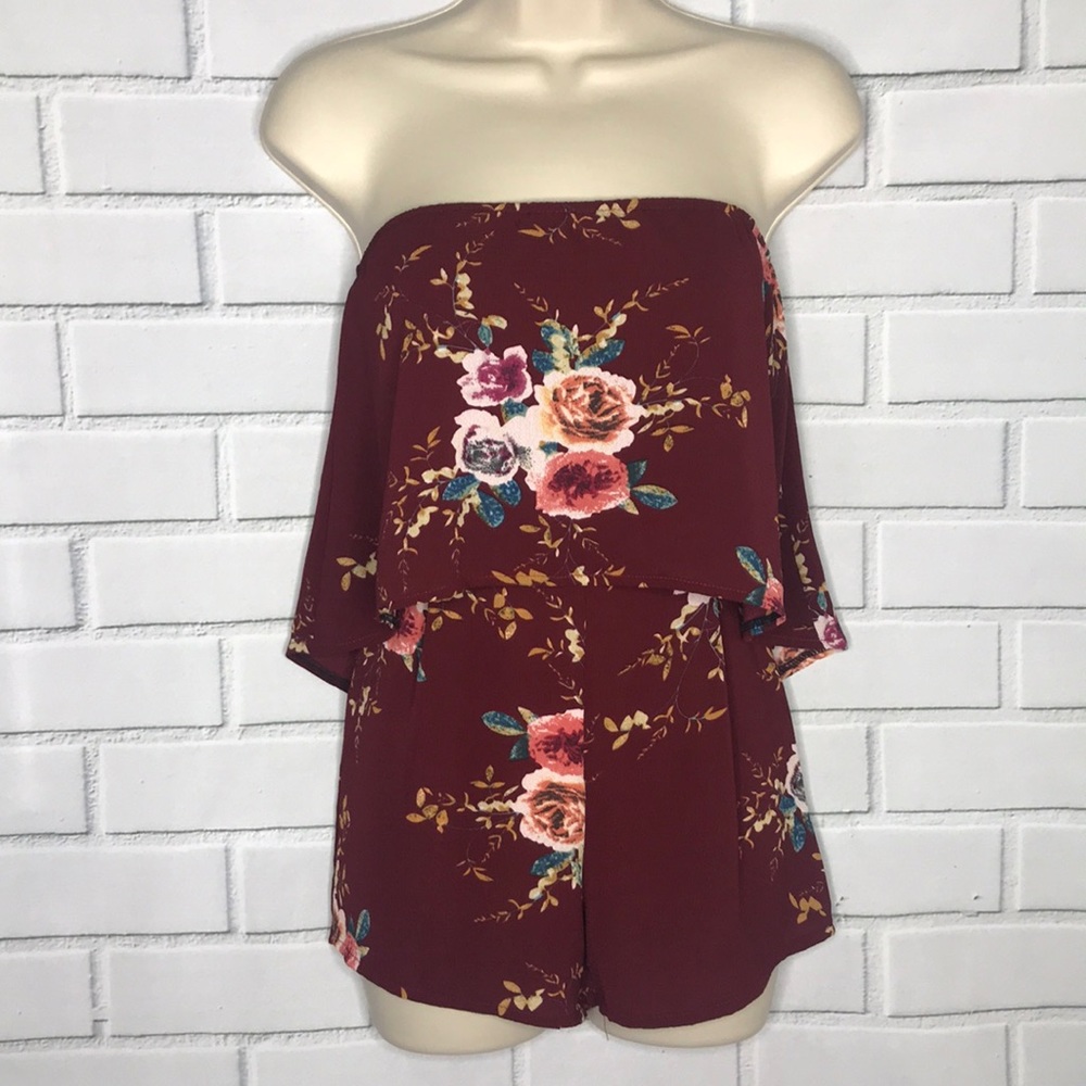 Small maroon floral romper